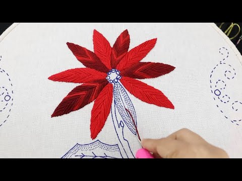 ¡¡Flores navideñas!! ?BORDADO DE FLORES NOCHEBUENA PUNTADAS FÁCILES ??