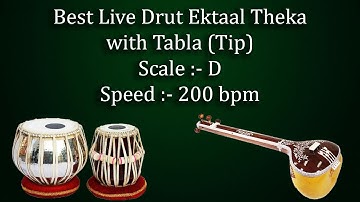 Best Live Drut Ektaal Theka with Tanpura | D Scale | 200 bpm | Safed 2 | सफेद २