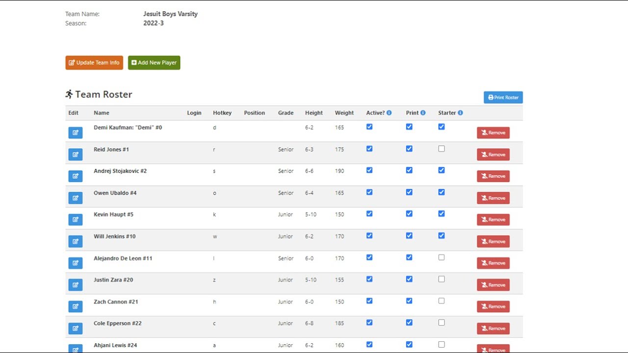 Managing Basketball Player Rosters in Hoopsalytics - YouTube