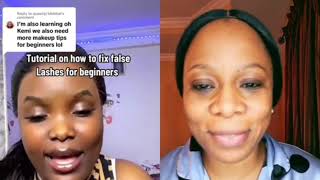 How to fix false eye lashes for beginners | I fix my false lashes for the first time #reactionvideo