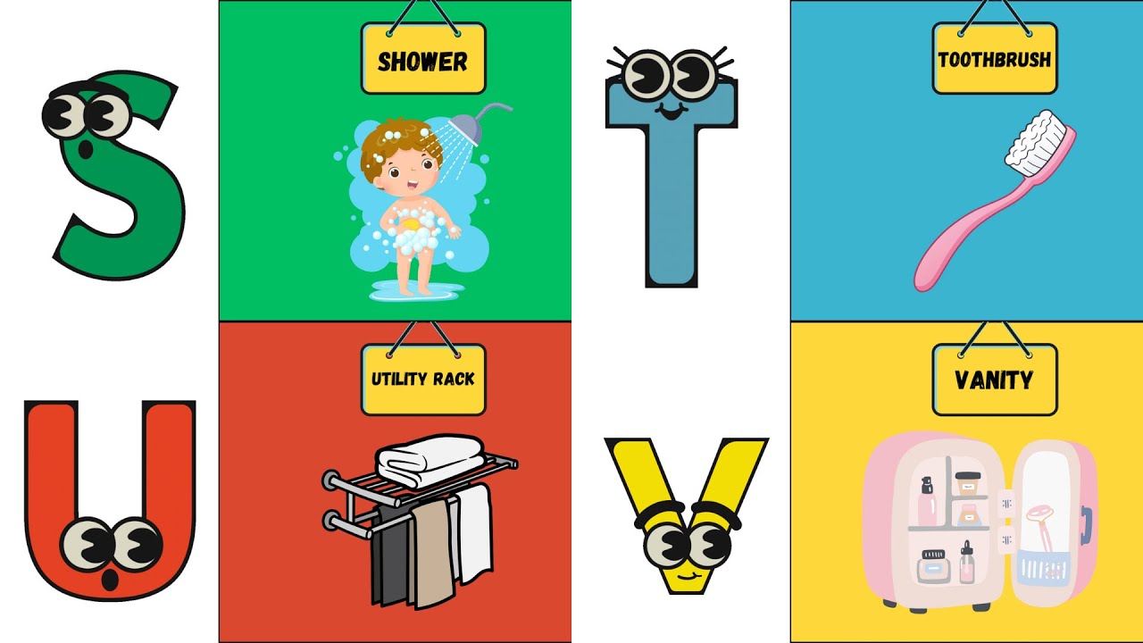ABC Bathroom Song 🛁 | Learn Bathroom Items A to Z | Fun Alphabet Song for Kids! | #abcd #kids