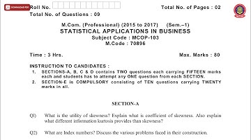 MCOM PROFESSIONAL 1ST SEM STATISTICAL APPLICATIONS IN BUSINESS MAY 2019 | PTU