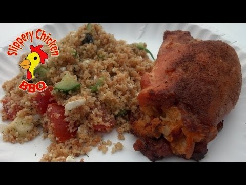 Crab Stuffed Chicken and Mediterranean Couscous Salad