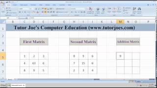 Addition Of Two Matrix In Microsoft Excel-2007 Tamil