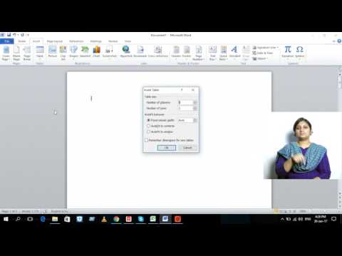 Microsoft Word 2010: Create Table