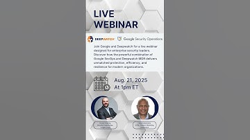 🎥 Join Deepwatch & Google Cloud for a live webinar | #MDR #secops s