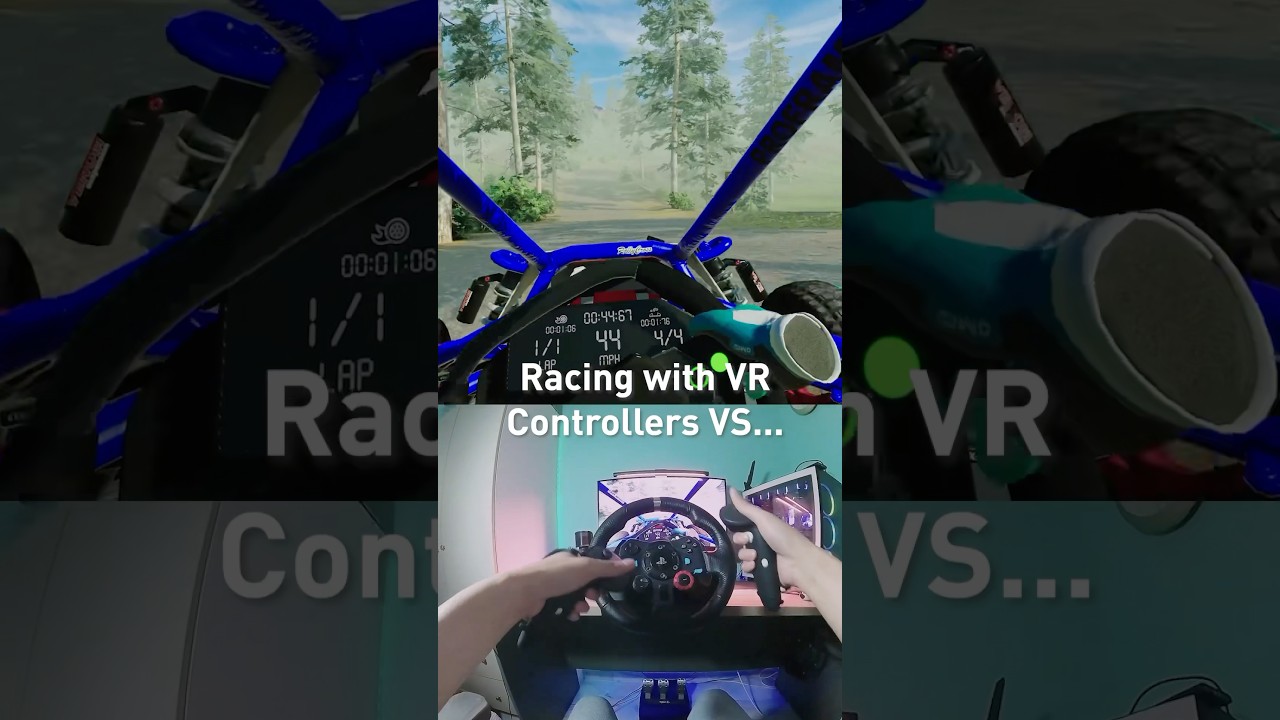 Racing with VR controllers VS Real wheel 