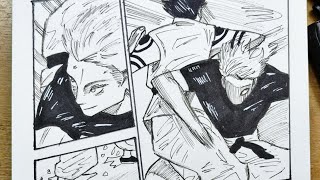 Drawing Jujutsu Kaisen Manga panel || Sukuna and gojo fight | Jujutsu Kaisen | stick man art .