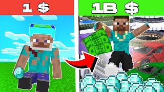 I Become BILLIONAIRE With Only One DOLLAR In Minecraft !
