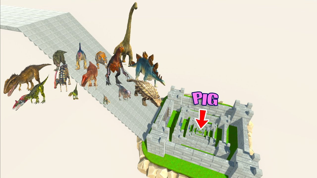 All Dinosaurs Slide Into Castle To Eat A Pig - Animal Revolt Battle ...
