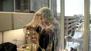 Spooner gets shot with silly string on his last day Inside