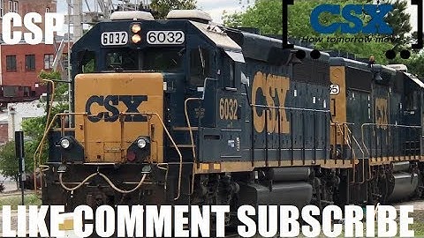 [CSXT]6032 GP40-2 K5HL Equipped Leads Y205-08 to the old W/Horn Salutes & 6935 GP40-2 Trailing