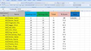 Excel Tips for Teachers Episode 3: Ranking results in Excel screenshot 1
