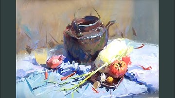 Painting still life with gouache