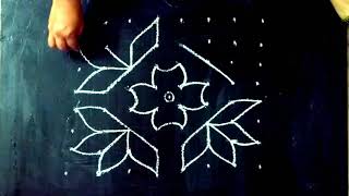 8 x 8 Dots Simple Flower Kolam | Step By Step Kolam