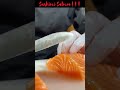 Great sashimi Salmon cutting