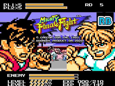 1993 [60fps] NES Mighty Final Fight (2p Hack 2020) 2Players Guy Cody Hard ALL