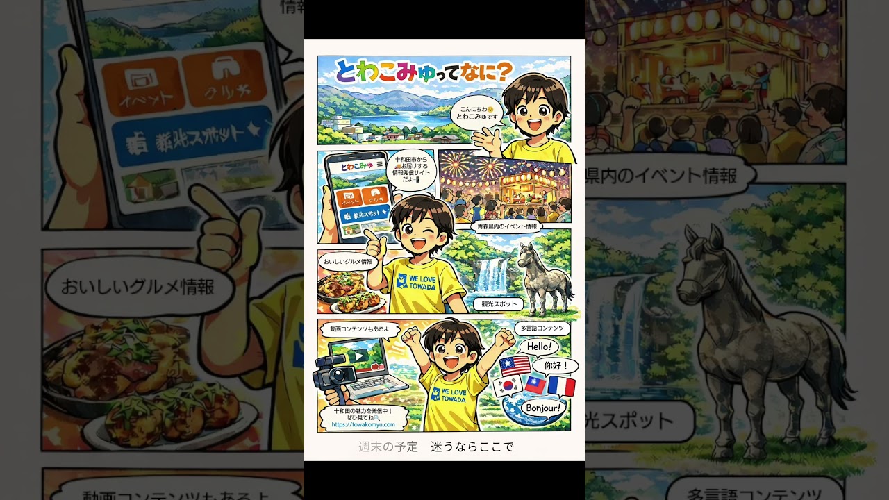 十和田操作品集 とわこみゅって何？｜十和田市の魅力を歌と漫画で伝えるWEBサイト紹介