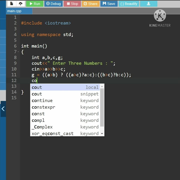 WAP TO FIND MAXIMUM OF THREE NUMBERS USING CONDITIONAL OPERATOR IN C++ ...