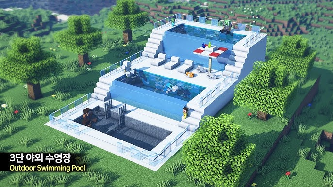 Minecraft tutorial casa moderna com piscina – Artofit