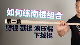 如何练南棍组合【第一集】| 劈棍、戳棍、滚压棍、下拨棍 | 武朮也是艺术 | leewushu 武者劲松