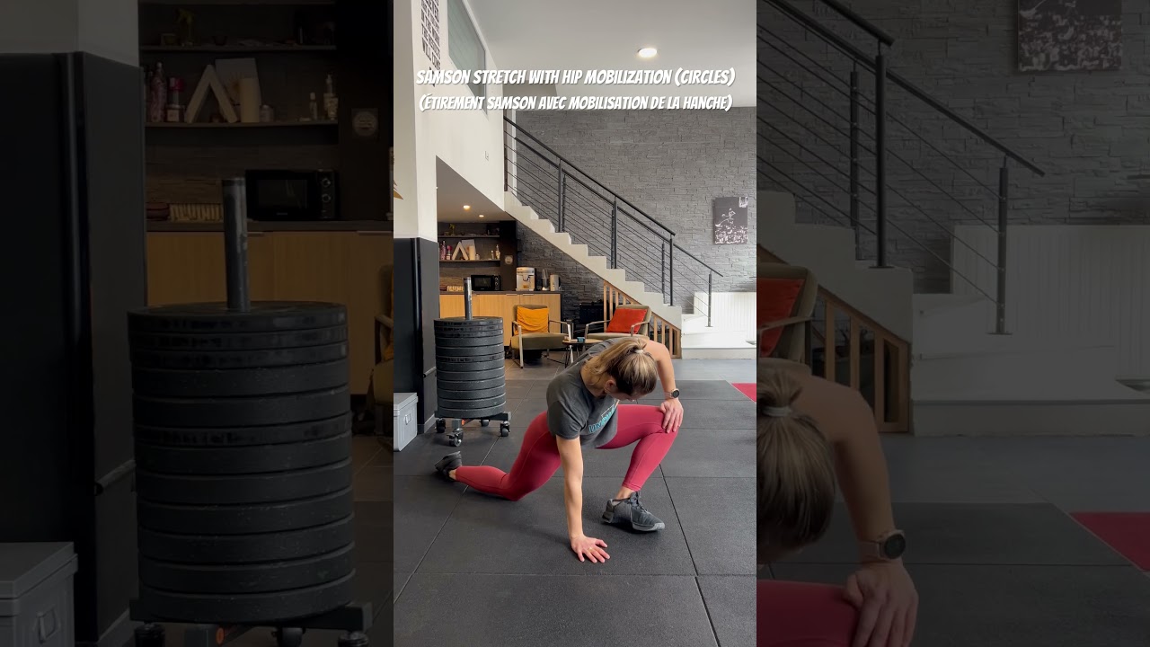Samson stretch with hip mobilization (circles) for runners 