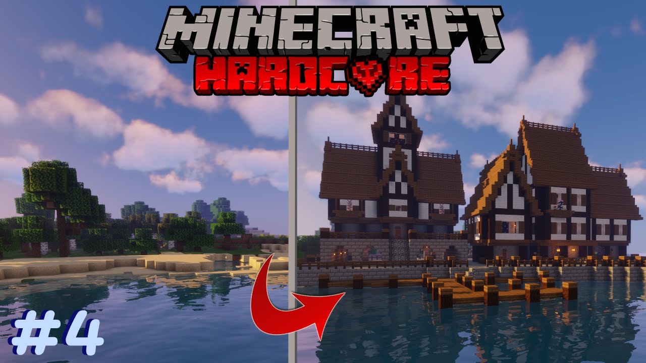I made a Medieval harbor in HARDCORE Minecraft #4 - YouTube