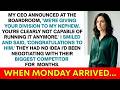 CEO Gave My Division To His Nephew; What I Did Next Shocked Them