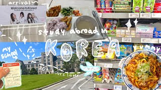 studying abroad in korea ✈️  | traveling across the world, settling in, grocery shopping, haul