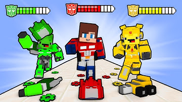JJ Optimus Prime vs Mikey Transformer vs Bananakid  Bumblebee Parts - Maizen Minecraft Animation