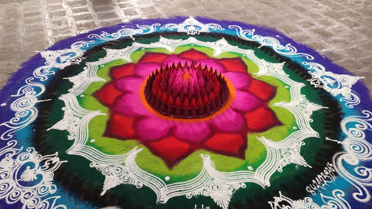 3d Rangoli of colours and how to make it #2( one man show) - YouTube