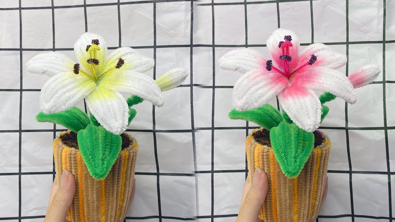 How to Make Beautiful Lily Flower Pot with Pipe Cleaner Pipe Cleaner