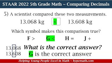 2022 STAAR Math ~ 5th Grade (Compare and Order Decimals) Part 2