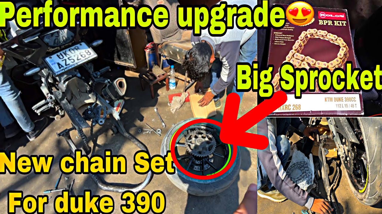 New Chain Set For Duke 390 Installing big sprocket On Duke 390