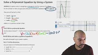 Solve a Polynomial Equation Using a System (Sea Lion Pool Example)