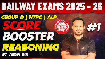 RRB Group D, NTPC, ALP Reasoning Classes in Tamil | Railway Reasoning Questions | By Arun Sir #1