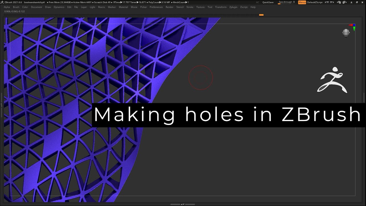 make a pipe hole zbrush