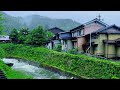 Japan Heavy Rain Walk | Village Streets Walking Tour in Rainy Nagano | 4K HDR
