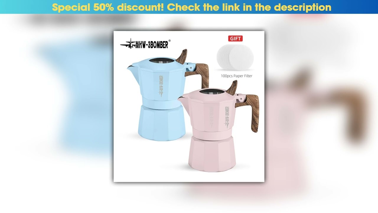 Exclusive MHW-3BOMBER Moka Pot 100ml Stovetop Espresso Maker Percolator Coffee Pot Compatible with•