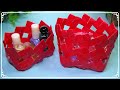 折り紙のわっかで編むかご・糊を使います・Origami gift box・Mr coin origami channel１５