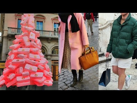 ROME at Christmas🌲Fendi Baguette Bag Christmas Tree 💗What are people wearing in Italy?#streetstyle
