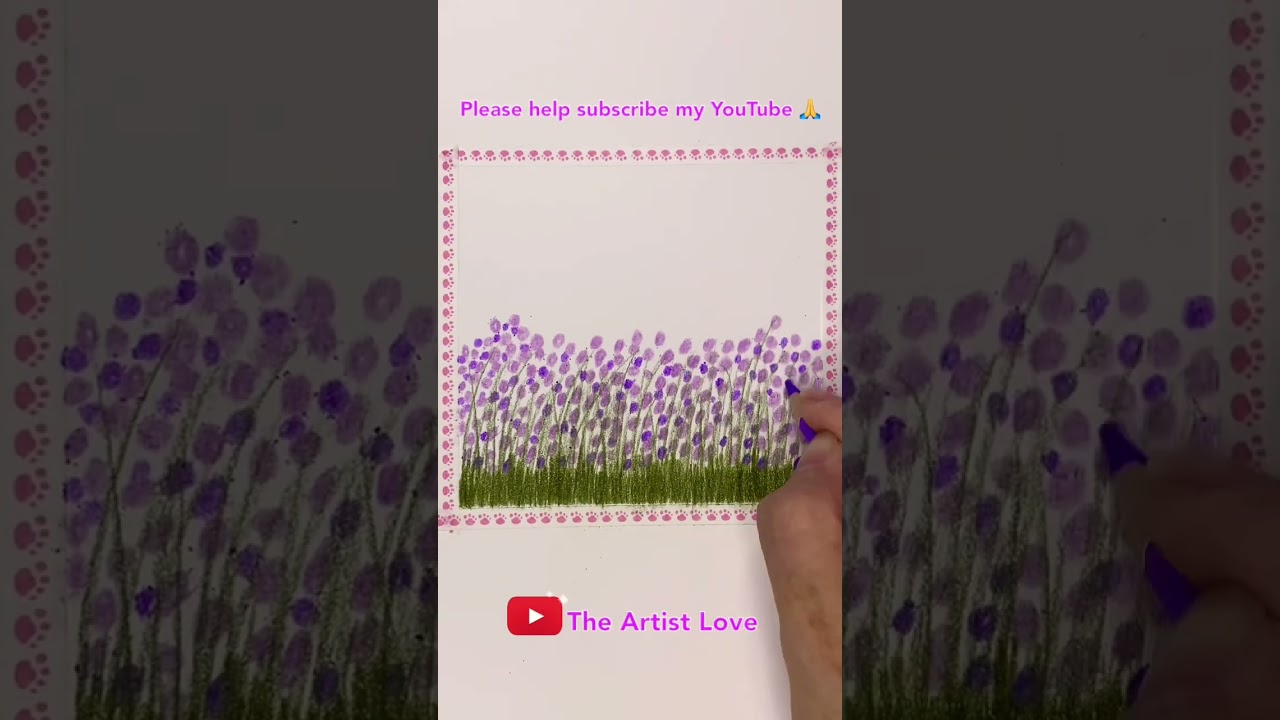 Drawing a purple flowers field 