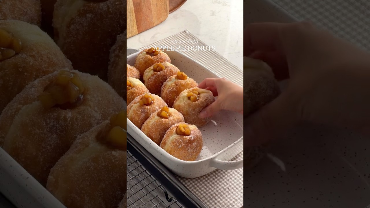 making the fluffiest apple pie brioche donuts at home! 🍎