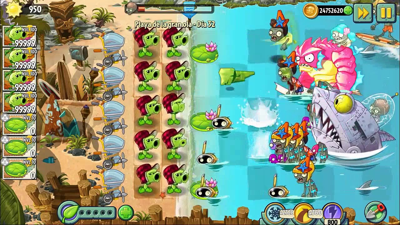 Plants Vs Zombies 2 Lanzaguisantes Primitivo Vs Todos los Zombots - YouTube