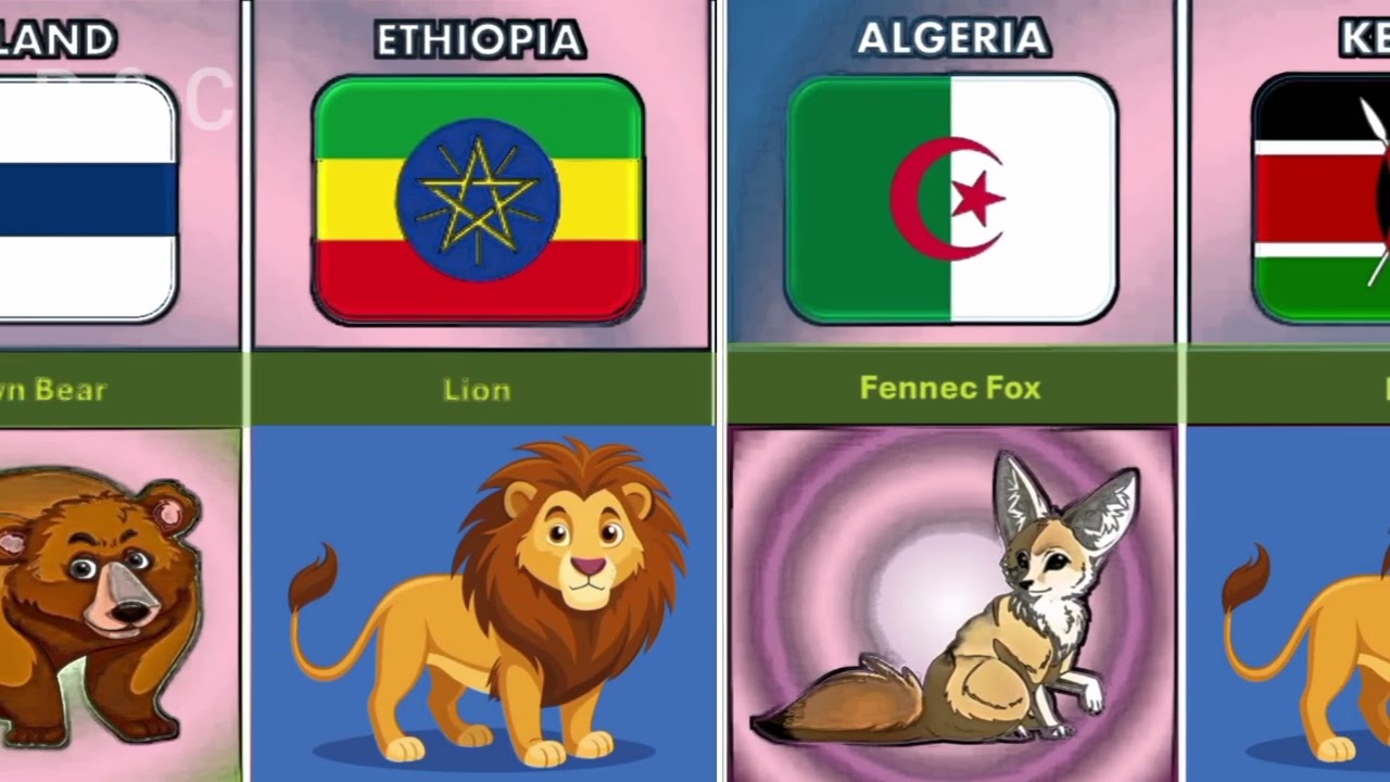 National animal icon of different countries. 