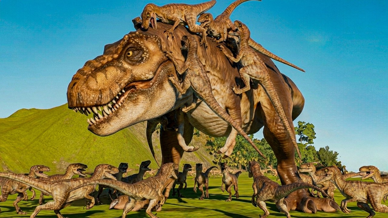 50 T.REX contre 150 RAPTORS dans Jurassic World Evolution 3 😱 - YouTube