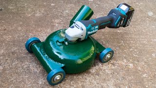 How to make a mini lawnmower from an Angle grinder