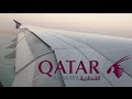 Awesome Flaps-retracting Sound! Qatar Airways QR 837 Airbus A380 A7-APB landing in Doha // Seat 66A