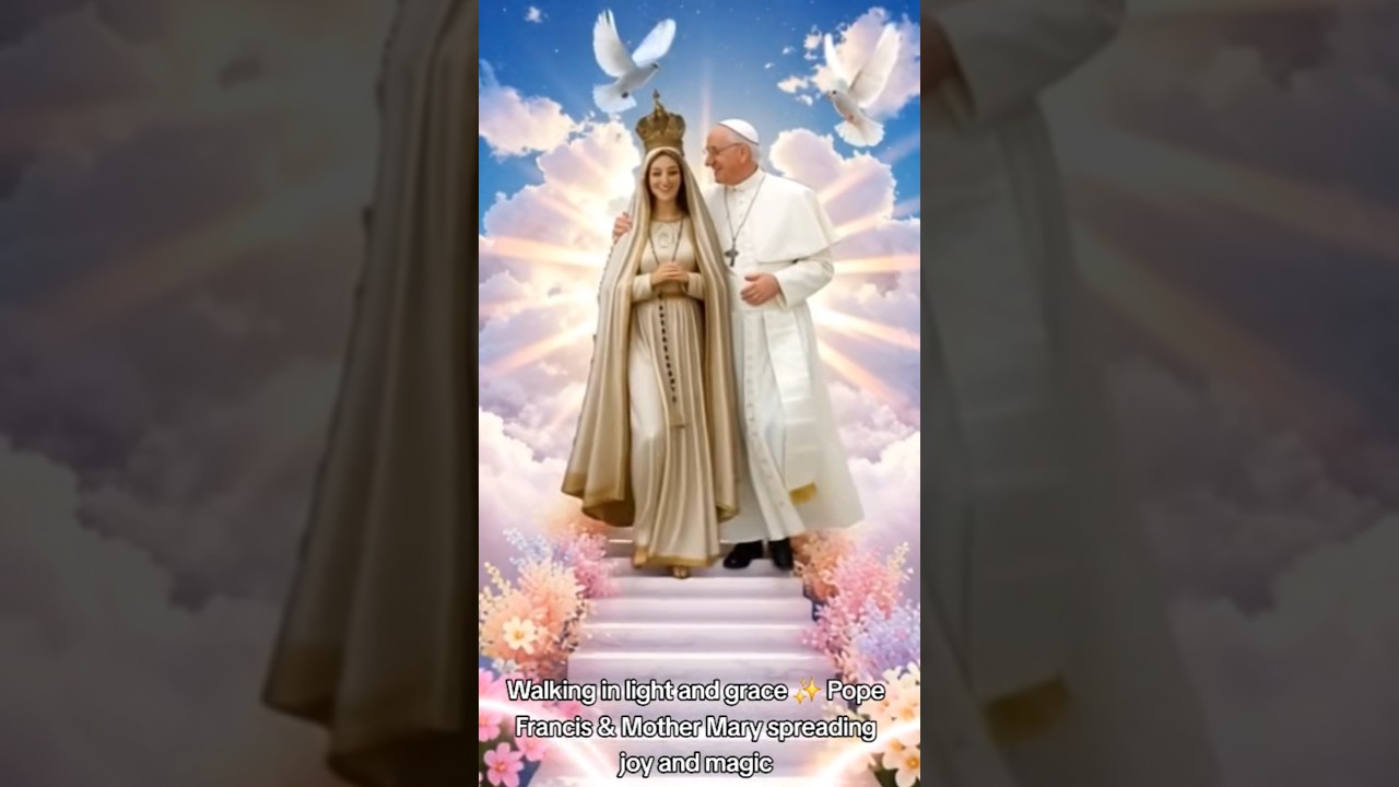 🕊✝️Walking in light and grace ✨ Pope Francis & Mother Mary spreading joy and magic✝️🕊
