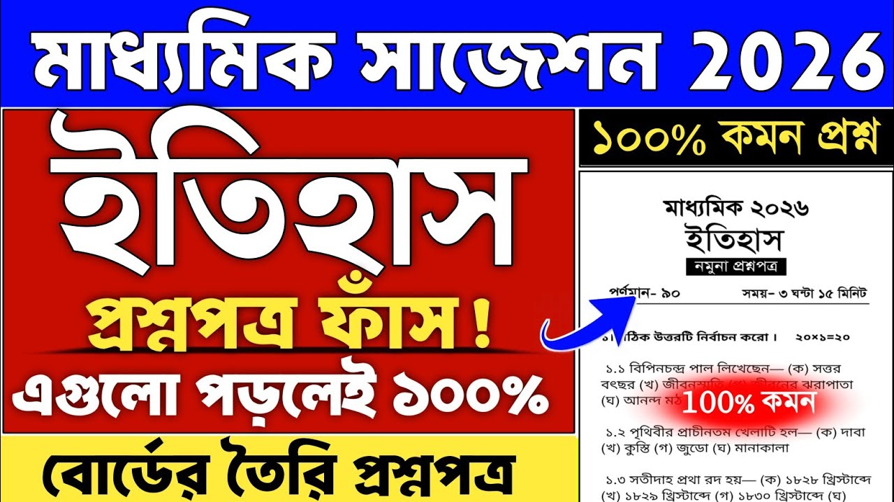 Madhyamik 2026 History Suggestion | class 10 madhyamik history suggestion 2026 | itihas suggestion 